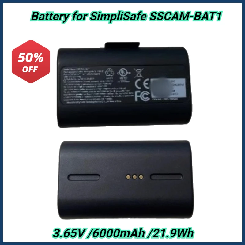 

6000mAh SSCAM-BAT1 Battery Replacement for SimpliSafe Outdoor Wireless Camera and Home Security System Series Doorbell Battery