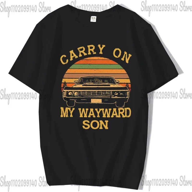 Carry On My Wayward Son Supernatural Vintage Retro Funny Men's T-Shirt Ovcersize Sweatshirt Tee Birthday Geek Tees Young Tshirts