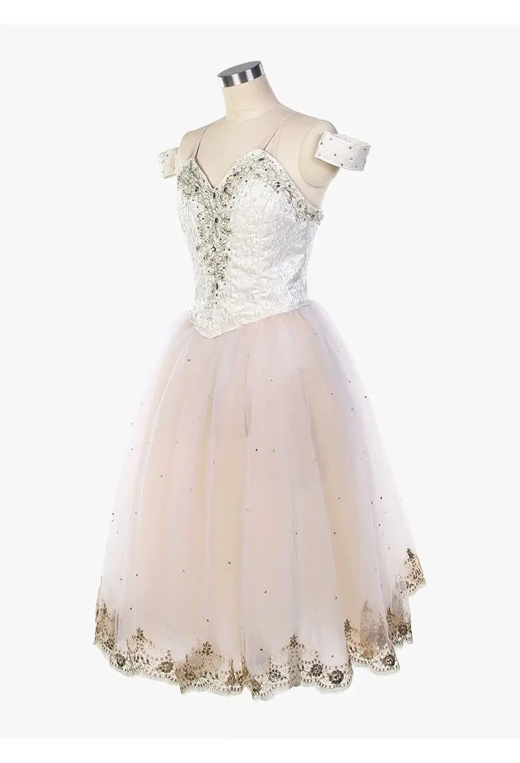 Vestido de ballet para niños, vestido de competición personalizado profesional, vestido de gasa marfil, tutú para adultos