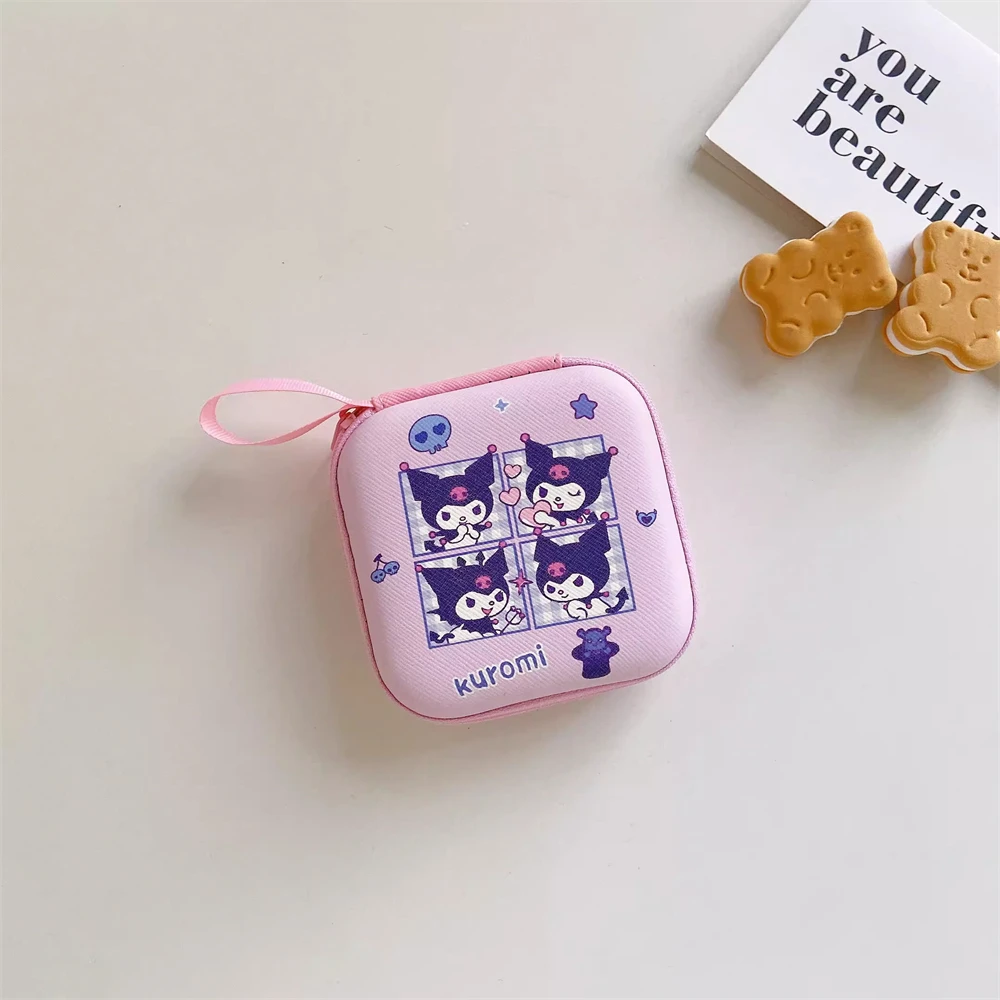 9.5x9.5cm borsa con cerniera custodia per auricolari per Airpods U disco cavo dati Kuromi Cinnamoroll Kitty Mickey Winnie Stitch Duffy