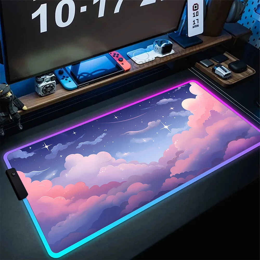 

Large RGB Mouse Pad LED Light Mousepad Cloud Keyboard Cover Desk-mat Colorful Surface Mouse Pad Multi-size Computer Gamer