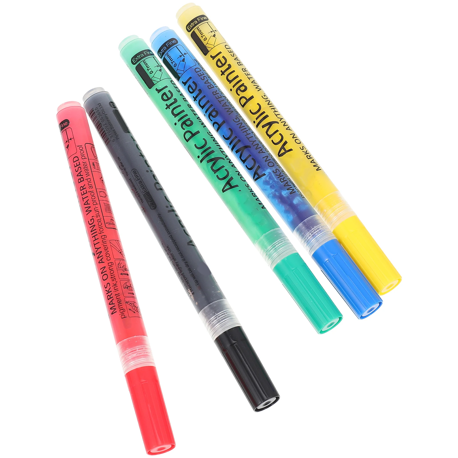 

5 Pcs Acrylic Markers Paint Pens Water Based Quick Dry Supplies Canvas Glass Ceramic Smell Free Coloring Tools