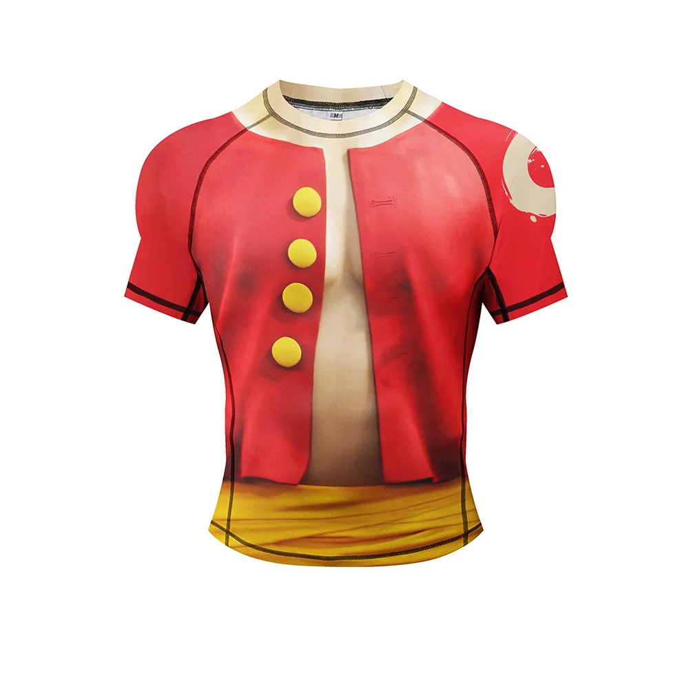 جديد الصيف الرسوم المتحركة الطباعة طفح الحرس للرجال MMA BJJ تصارع تي شيرت التسامي ضيق جيو جيتسو الملاكمة التايلاندية قصيرة المحملة