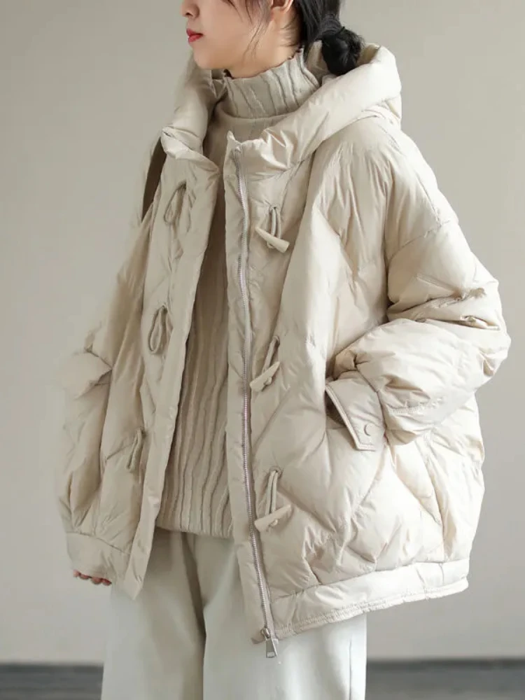 Imagem -02 - Cabolsa de Parka Curto Solto com Capuz Feminino Estilo Coreano Gola Alta Jaqueta de Inverno Quente Moda Novo 2023