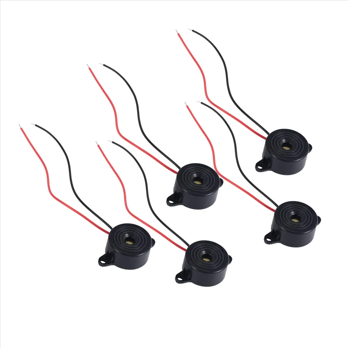 ABAN 5 Pcs DC 3-24V 85dB Sound Electronic Buzzer Alarm Black 23 x 12mm