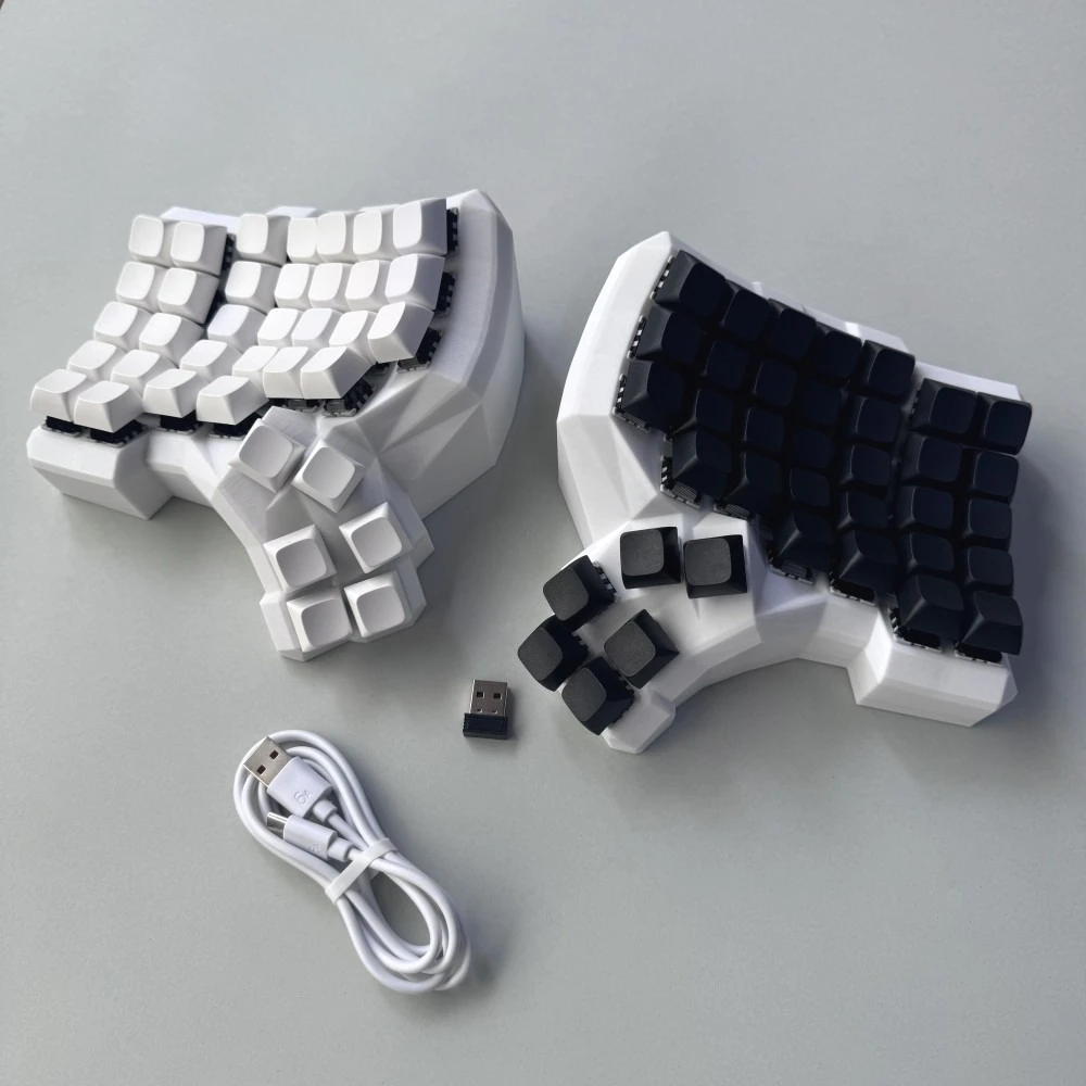 Dactyl 수동 분할 키보드 사용자 정의 2.4G 무선 핫스왑 키보드 키트 흰색 인체 공학적 MX 스위치 게이머 Teclado 액세서리 선물
