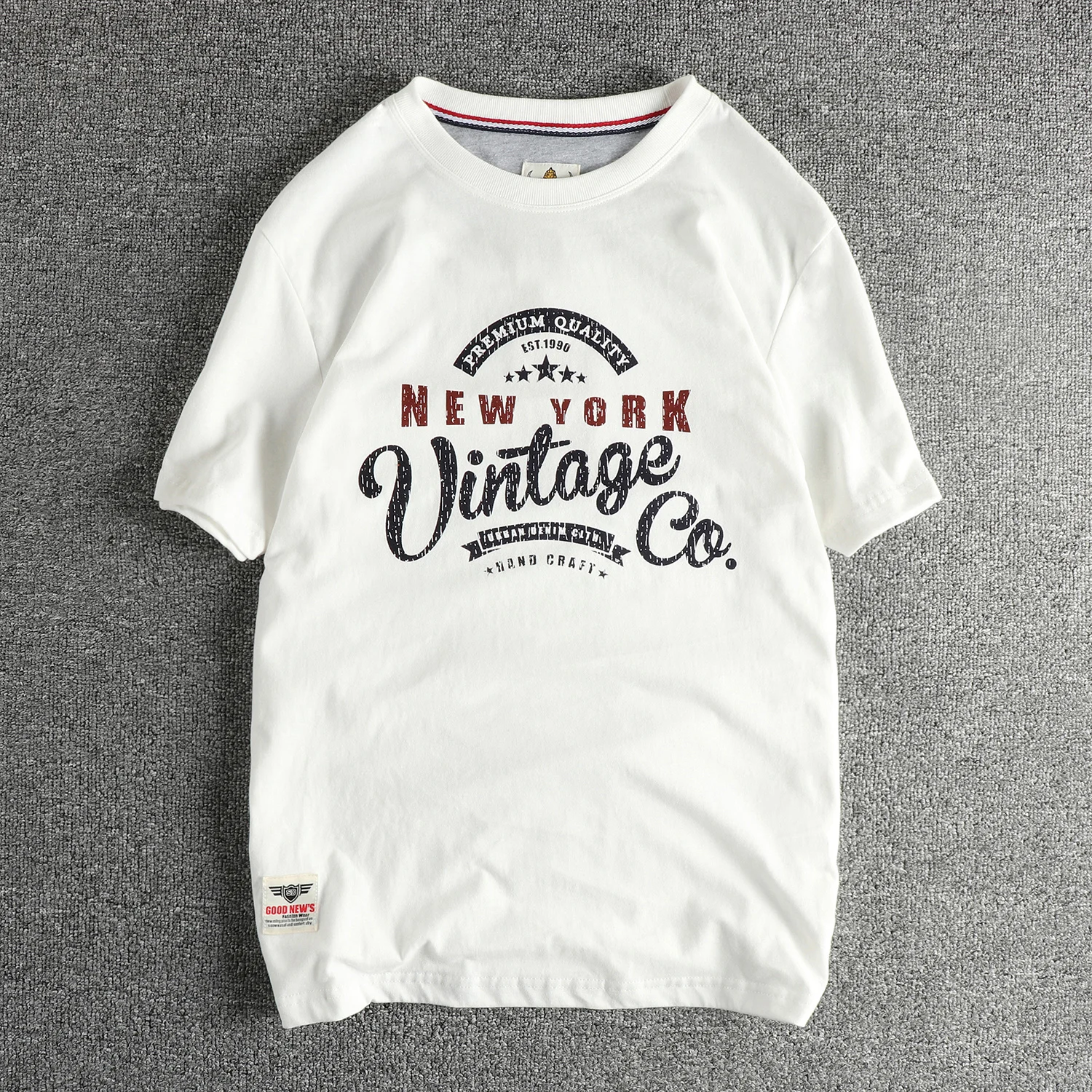 

Retro Creative Letter Pattern American Trend ort Sve Men's T-irt Pure Cotton Waed Comfortable round Ne f Sve