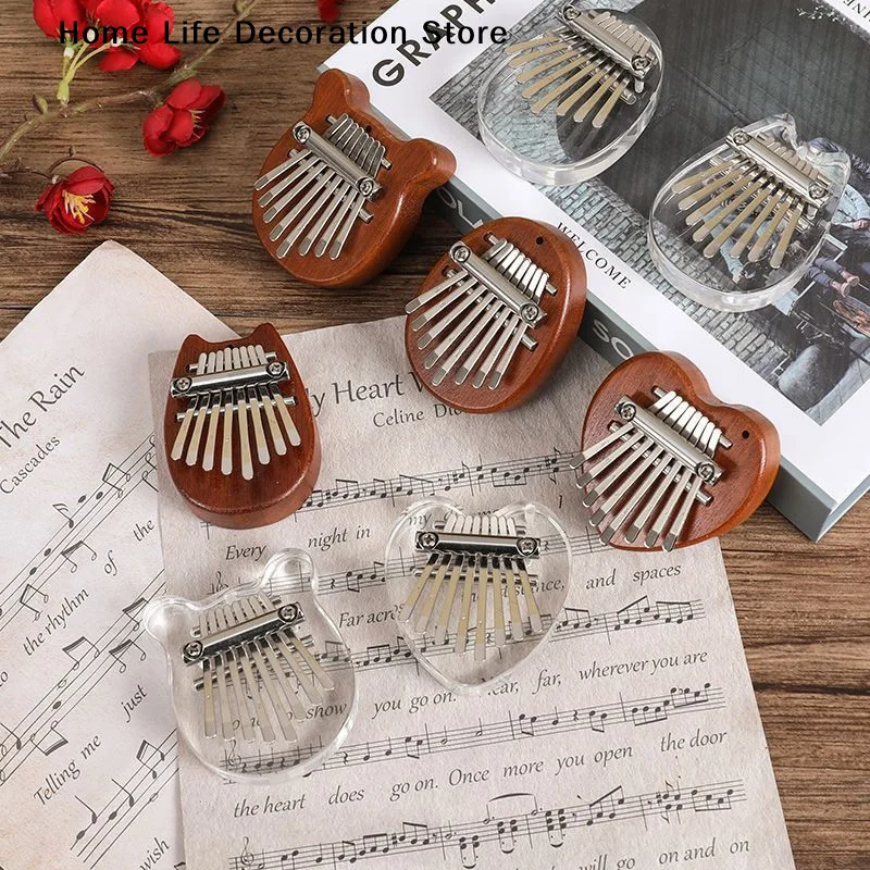 8 Keys Mini Kalimba Wooden Thumb Piano with Lanyard Finger Piano Musical Instrument Portable Exquisite Gift Set for Kids Adults