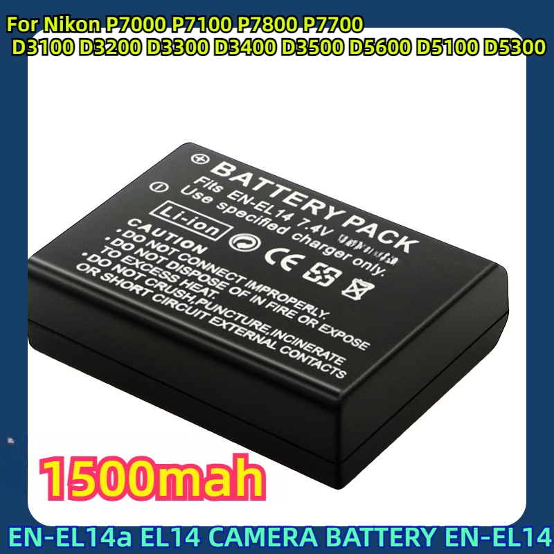 For Nikon P7000 P7100 P7800 P7700 D3100 D3200 D3300 D3400 D3500 D5600 D5100 D5300 1500mah EN-EL14a EL14 CAMERA BATTERY EN-EL14