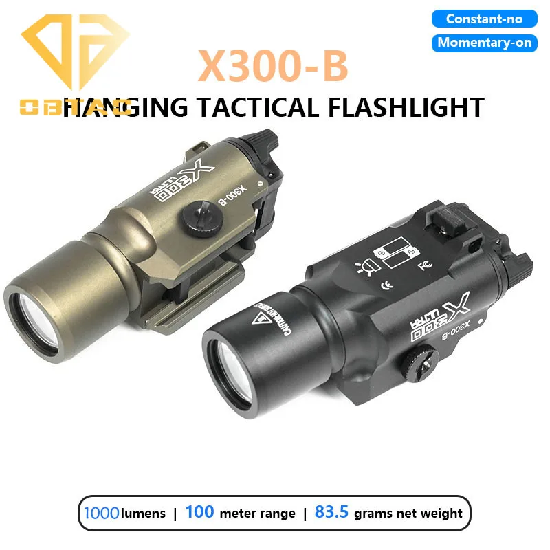 SOTAC Tactical X300-B X300B Scout Light Airsoft Weapon Hang Light Strobe 1000LM LED Hunting Metal X300 Flashlight Fit 20mm Rail