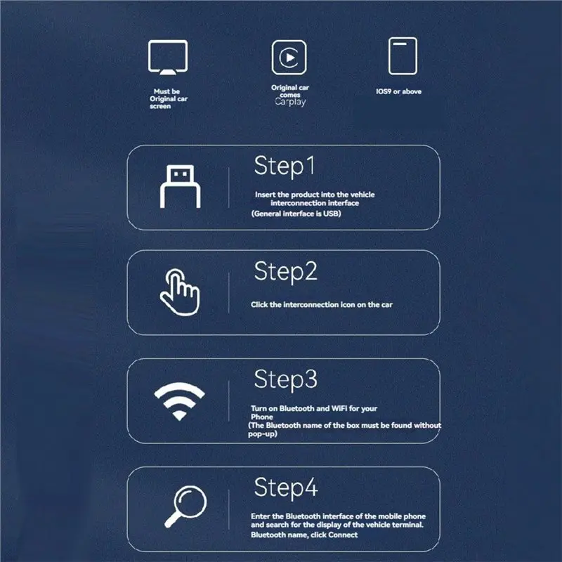 A98M Wireless Carplay Android AUTO Location Finder Function 2In1 AI Box Adapter Bluetooth5.0+Wifi Wired To Wireless Carplay