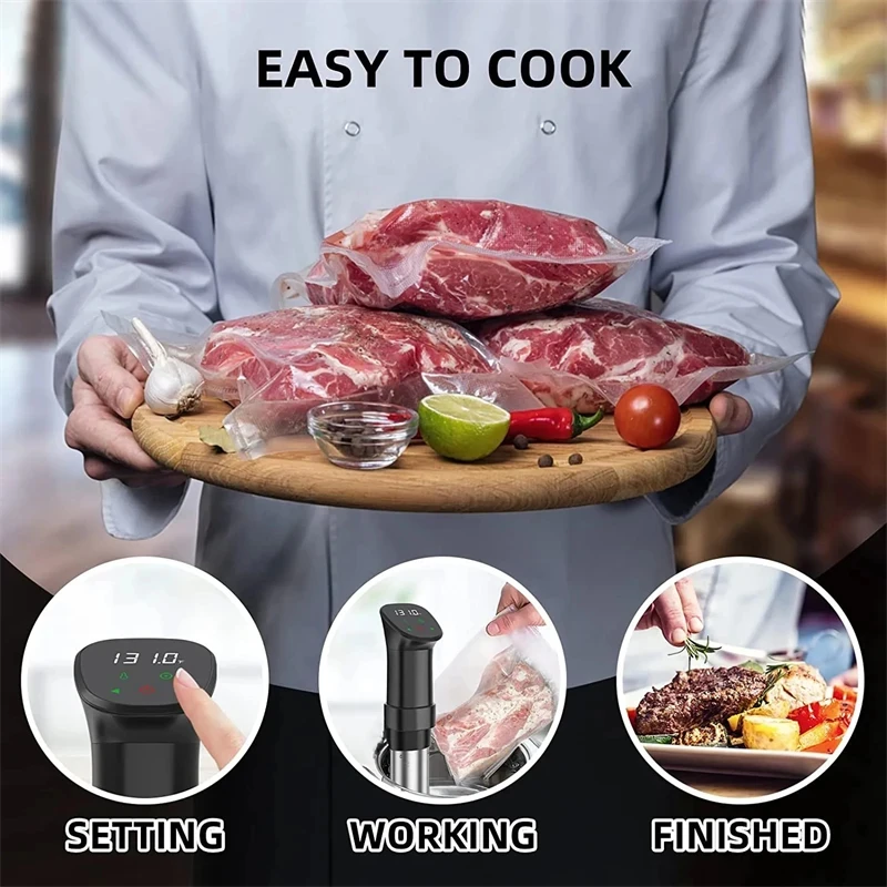 1100W Waterproof Sous Vide Cooker, Precision Cooking Device, Immersion Circulator, LED Digital Display, Smart Slow Cooker