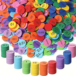 Soft Foam 10-Value Decimals To Whole Numbers Place Discs Set Counting Chips For Kids Base Manipulatives Math Counters(300pcs)