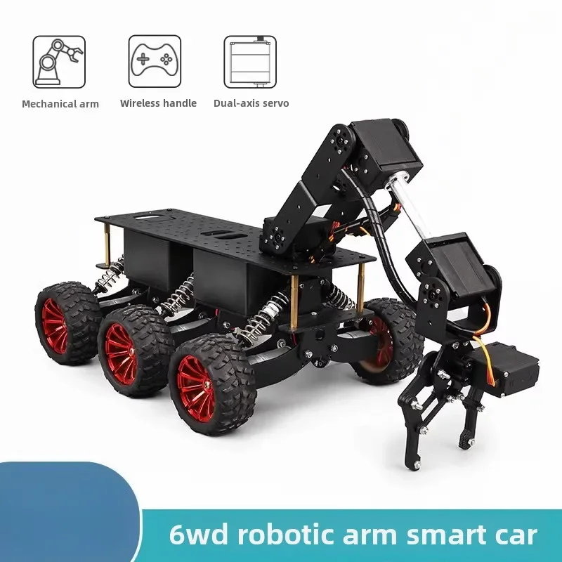 

6WD shock absorber search and rescue platform, robotic arm smart car compatible with Arduino handle