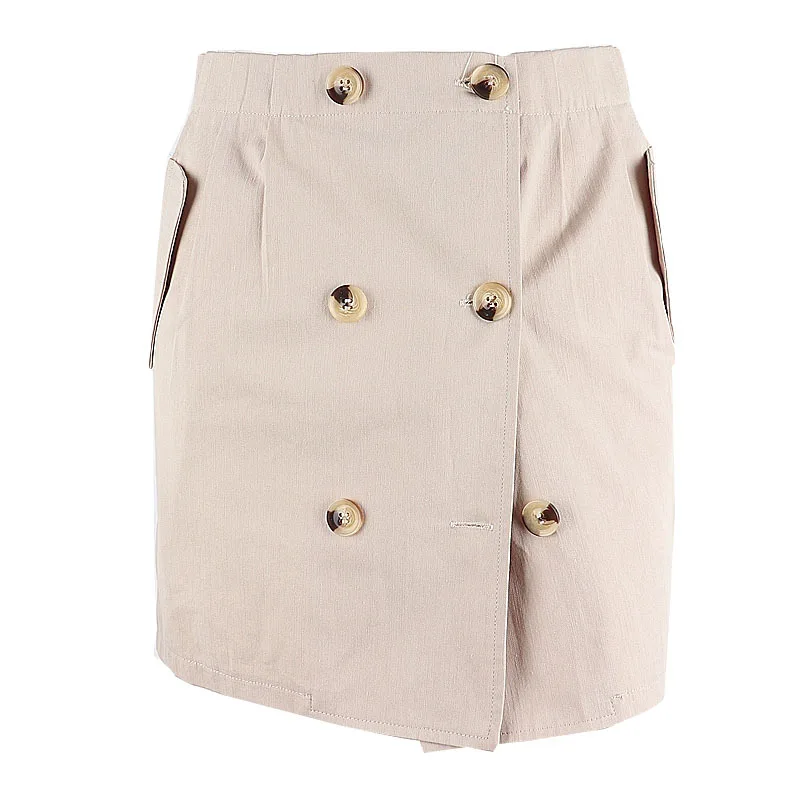Estate moda femminile nuovi prodotti Street stile retrò tasca bottone cucitura gonna femminile tasca bottone cuciture gonna
