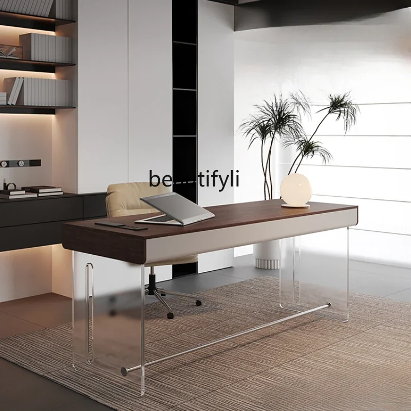 

C Light Luxury Modern Minimalist Desk Study Home Acrylic Suspended Computer Desk