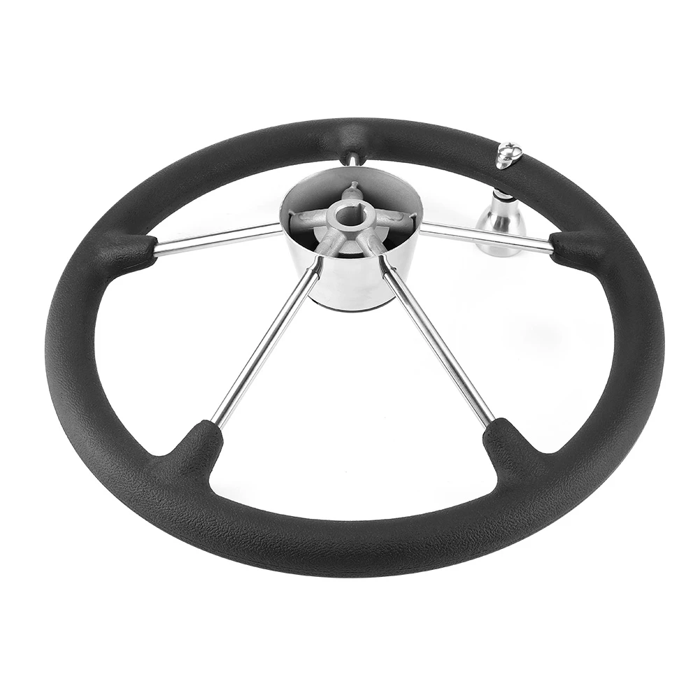 

15-1/2 дюйма 5-спицевое рулевое колесо для лодки с черной пенопластовой ручкой, нейлоновый чехол для судна-разрушителя, морской аксессуар