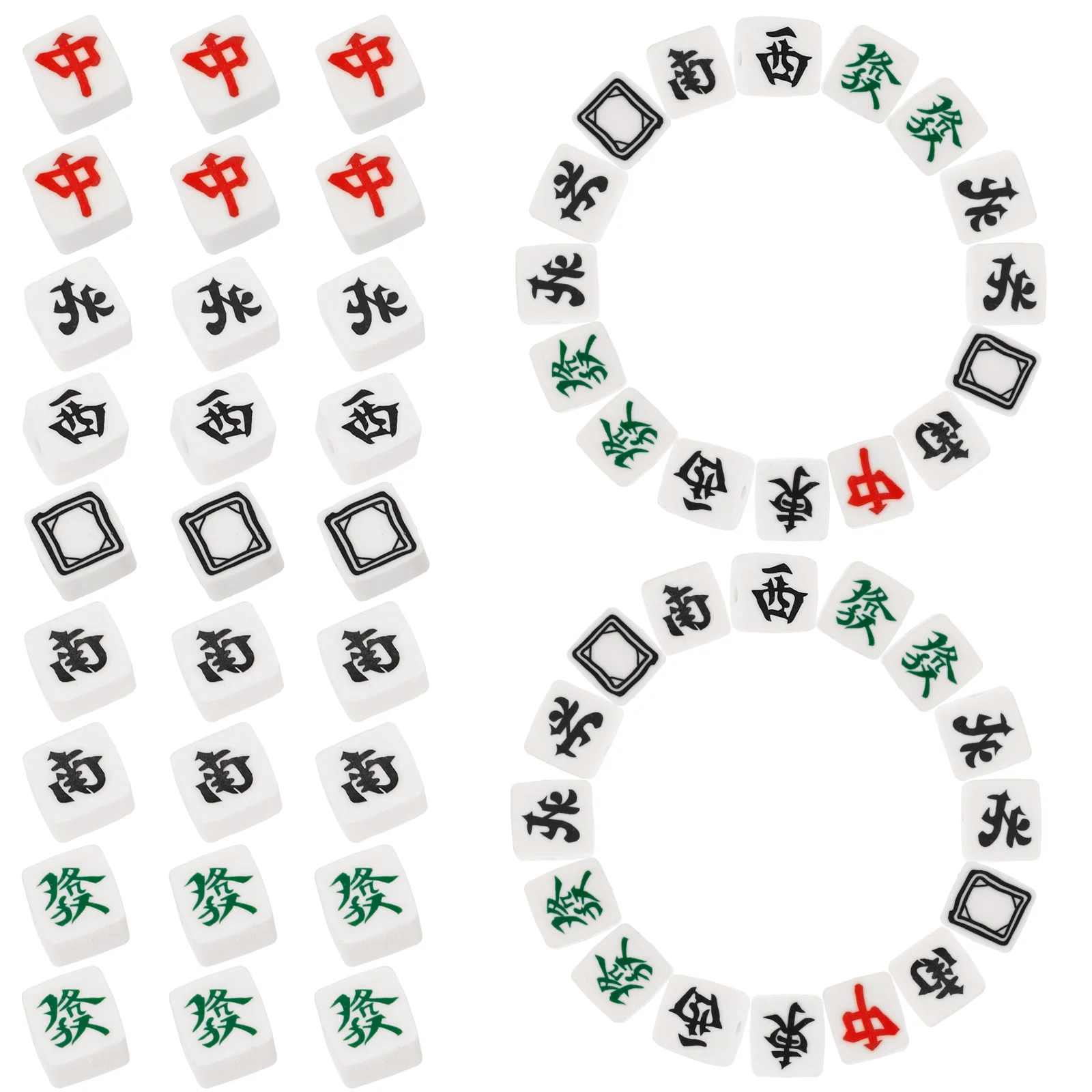 100 Pcs Suite Mahjong Beads Baby for Bracelets Lentil Polymer Clay Making Sports DIY