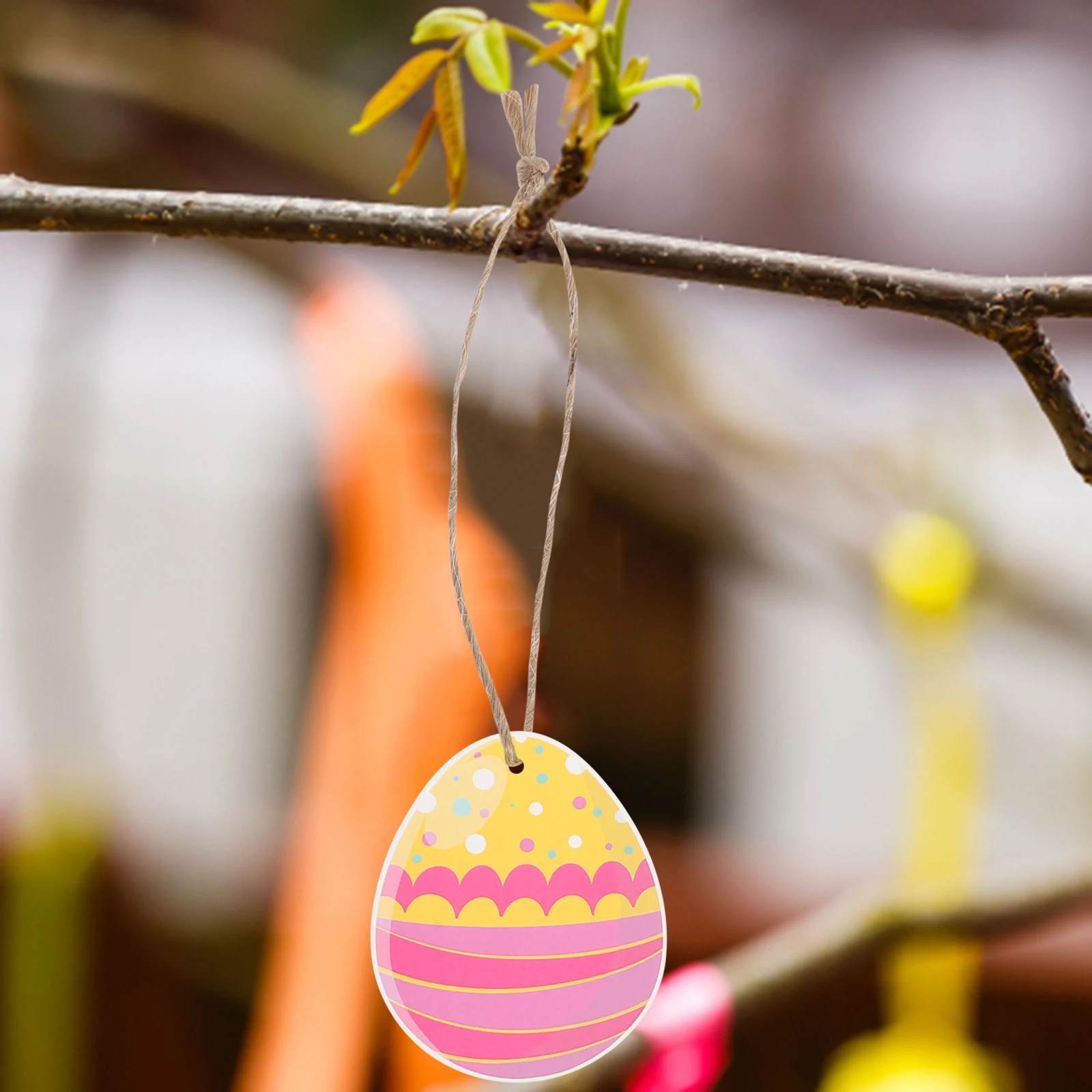 

24pcs Easter Egg Ornaments Paper Cards Hanging Decor Festival Pendant Lightweight Practical Hotels Malls Easter Party