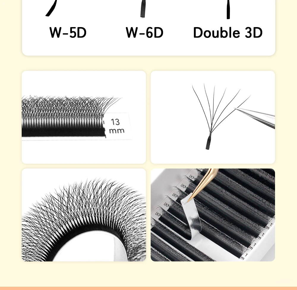 LUKATME 3D 4D 5D 6D W Wimpernverlängerung 8-15mm Vorgefertigte Blühende Doppel-3D-W-Volumen-Wimpernverlängerungen BASF Faux Mink Wimpern – Detail 4