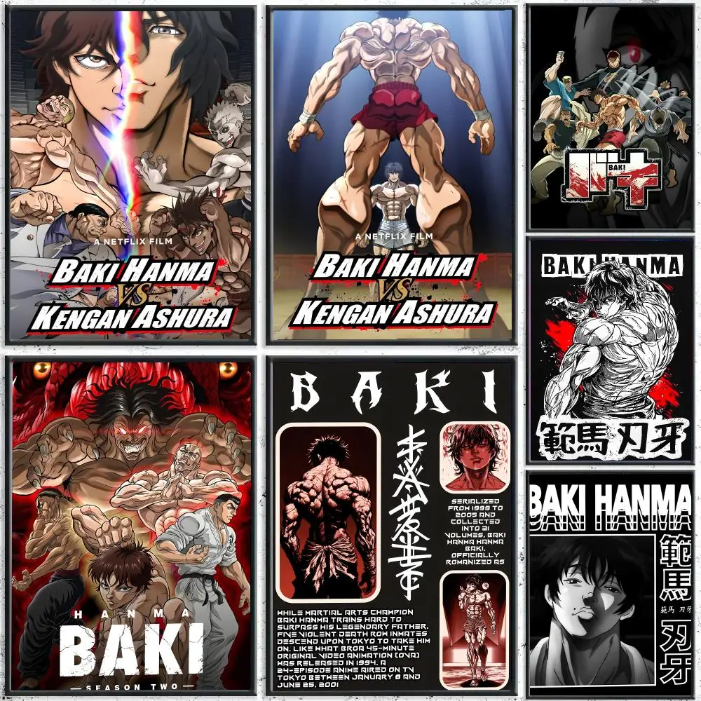 Anime B-Baki Hanma Poster Reteo Wall Art Aesthetic Room Decor Print Living Room Bedroom Home Decoration