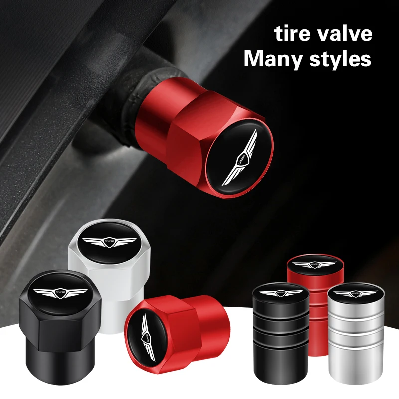 4Pcs Car Wheel Tire Valve Caps Airdust Covers For Genesis G80 GV70 GV80 GV60 G70 Essentia Neolun G90 GV90 X Accessories