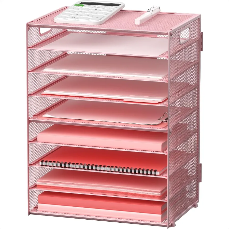 

9Tier Paper Organizer Letter Tray with Handle Mesh File Organizer Paper Sorter Holder Desk Organizer for Office Home School Pin