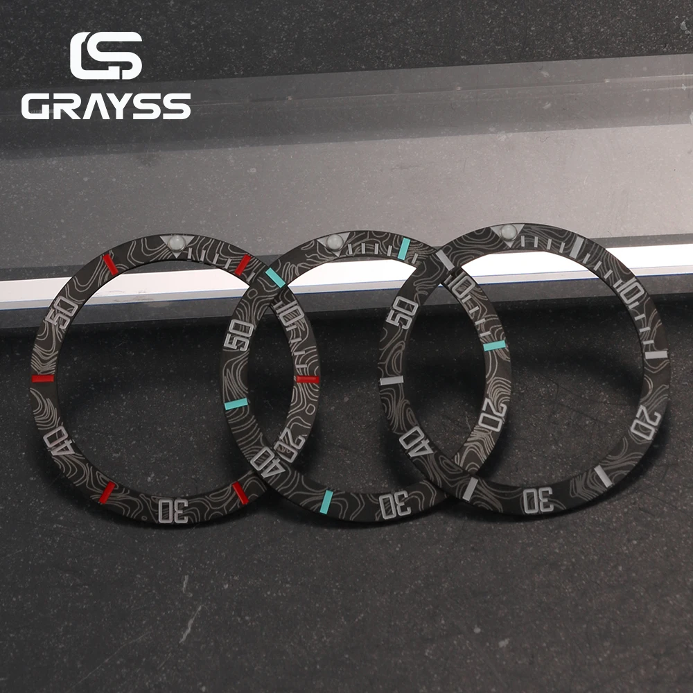 GRAYSS 38mm Carbon Fiber For 40mm SUB Watch Case Watch Bezel Insert Ring Slope NH35 NH34 GMT Diving Men Watch Part Accessories