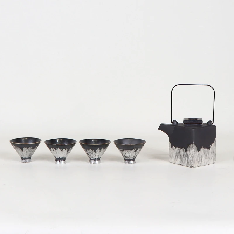 

New Chinese ceramic tea set ornament hotel model room tea room tea table combination soft decoration