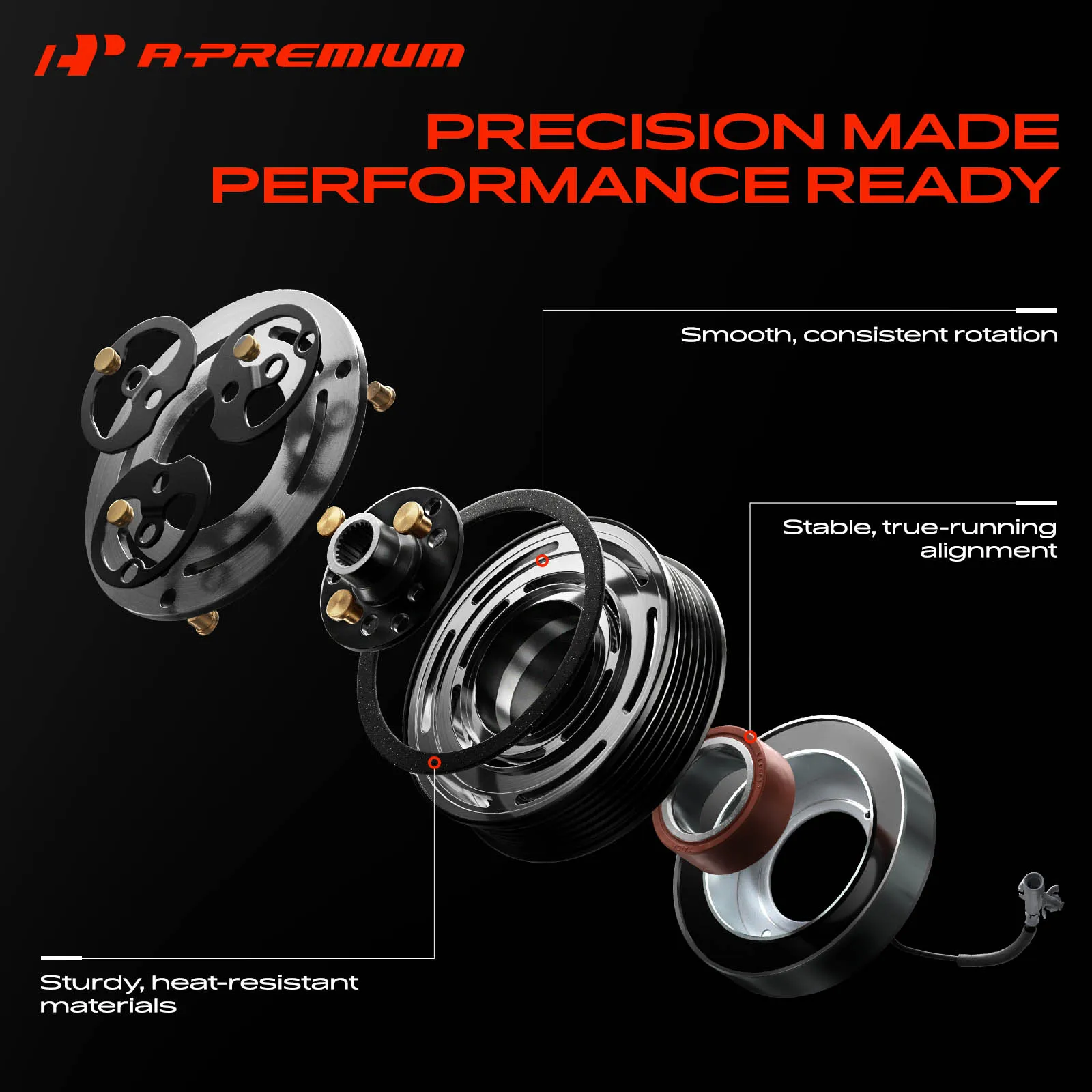 A-Premium AC Compressor Clutch Kit for Subaru Forester Impreza 2008-2014 WRX WRX STI 2015 - view 5