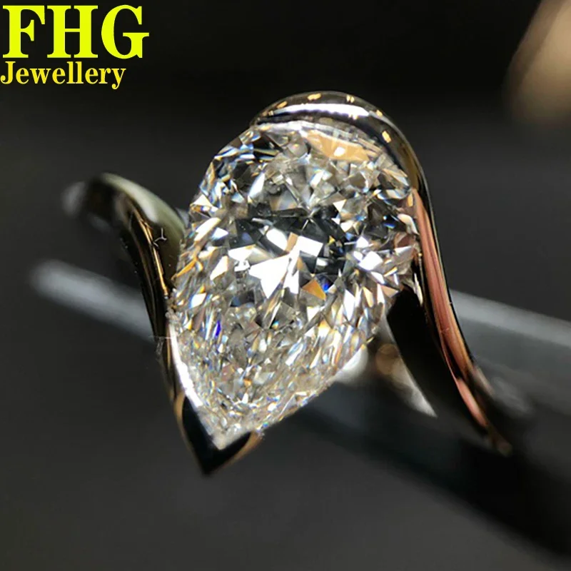 

Pear shape 6 7 8 9 10 Carat Solid Au417 10K Yellow Gold Ring DVVS1 Moissanite Diamonds Wedding Party Engagement birthday