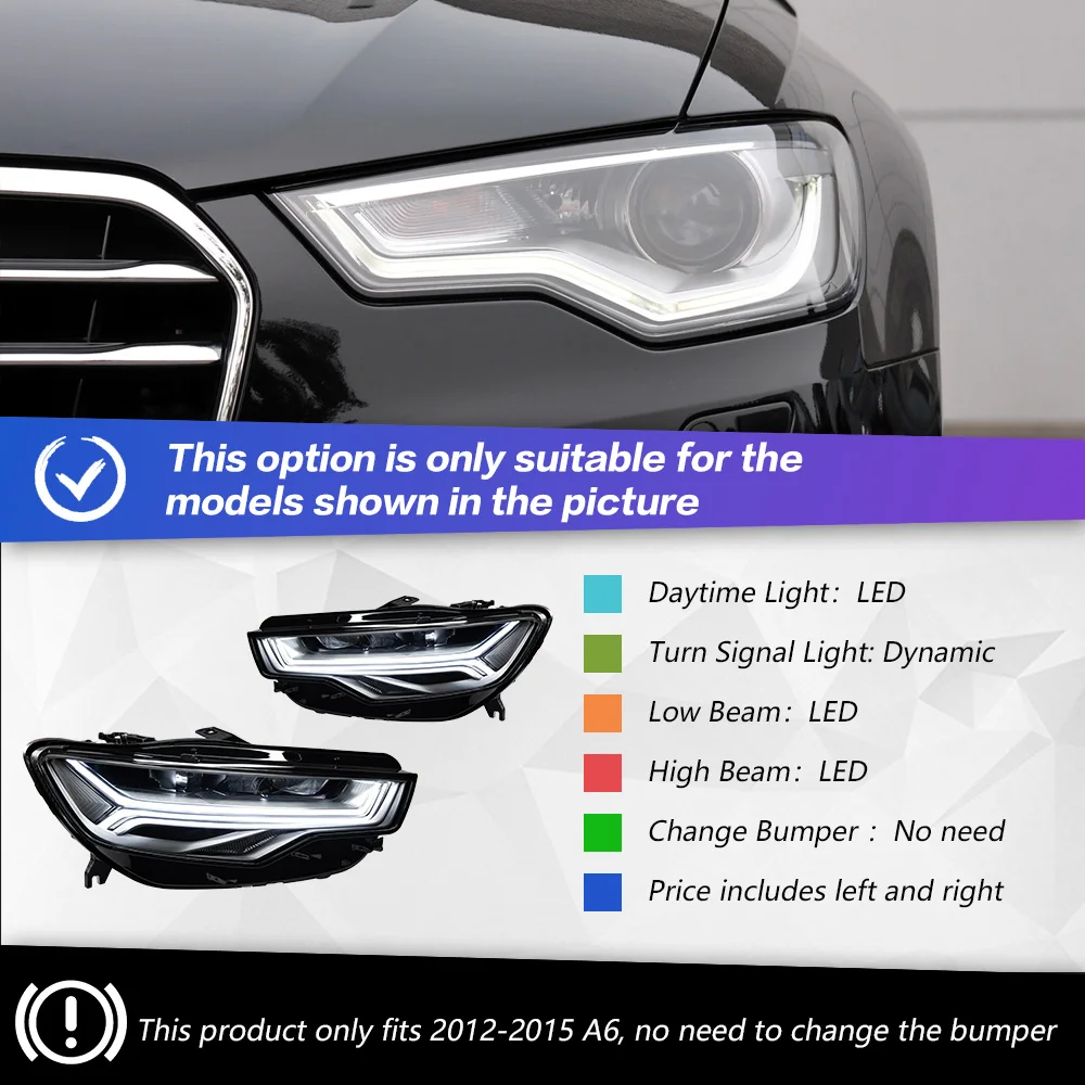 Koplamp Voor Audi A6 2012-2018 C7 12V Auto Автомобильные Товары Drl Hella Xenon Lens Hella Hid H7 Led A6 L Auto Accessoires - afbeelding 1
