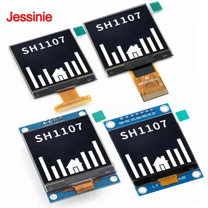 1.5 inch OLED display 1.5'' LCD Screen SH1107 driver 128*128 white bare serial interface 25P Solder 24Pin Plug-in 4PIN 7P Module
