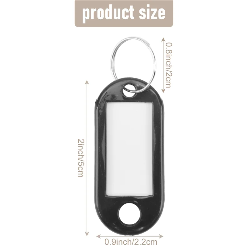 A008 160 ชิ้น Key ID ป้ายแท็กแหวนแยกพวงกุญแจพวงกุญแจสีดํา