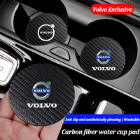 2Pcs Carbon Fiber Coaster Car Water Cup Anti-slip Pad Mat Auto Interior For Volvo XC60 V50 XC90 V40 XC40 V60 EX30 T6 V90 S60 C30