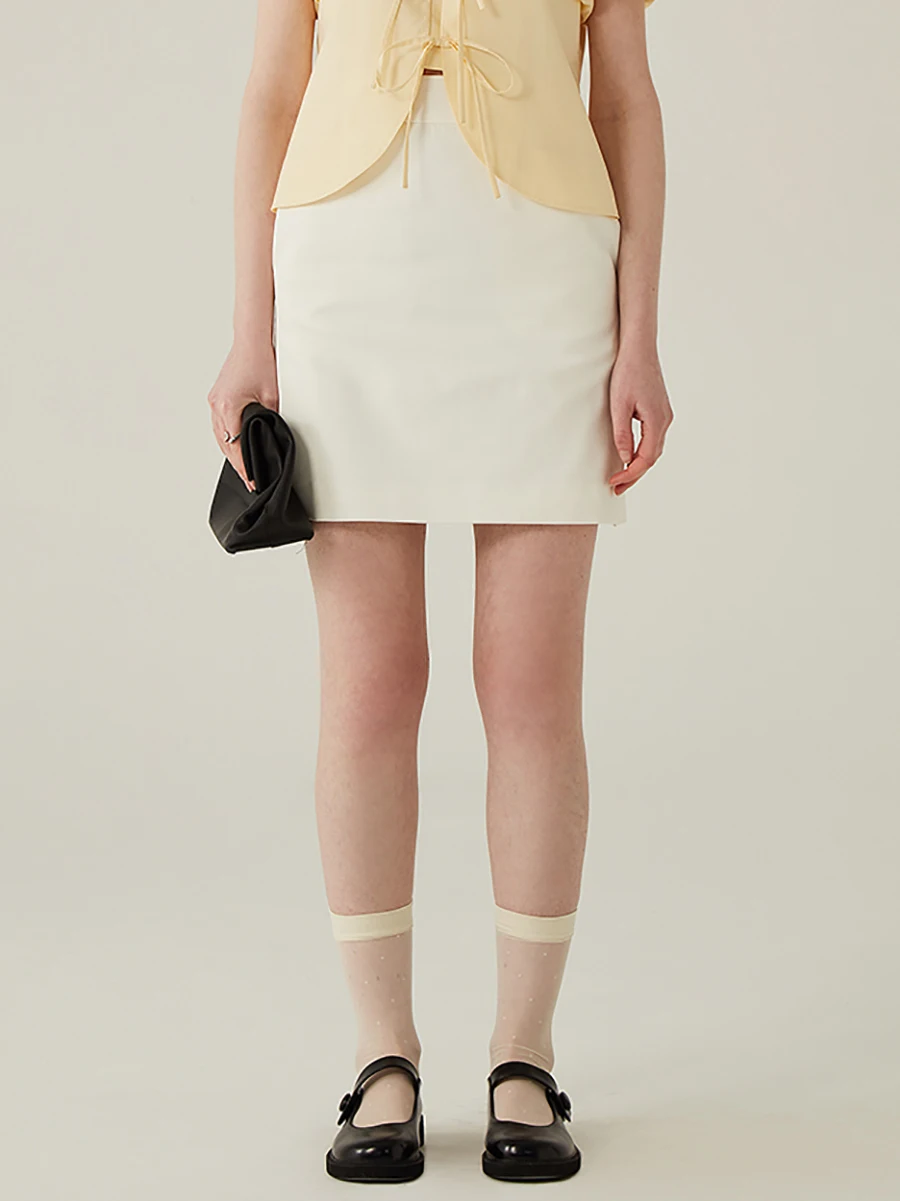

High Waist A-Line Skirt Women's Summer ort Skirts Elastic Fiber Material White Simple Sle Commute Polyester Blend