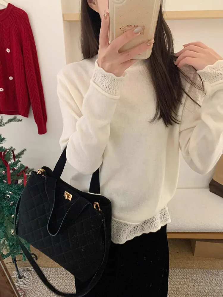 التخسيس لصق طويل Sve قاعدة irt المرأة Faionable Sli شتاء جديد Sle النسخة الكورية تصميم فضفاض صالح الدانتيل