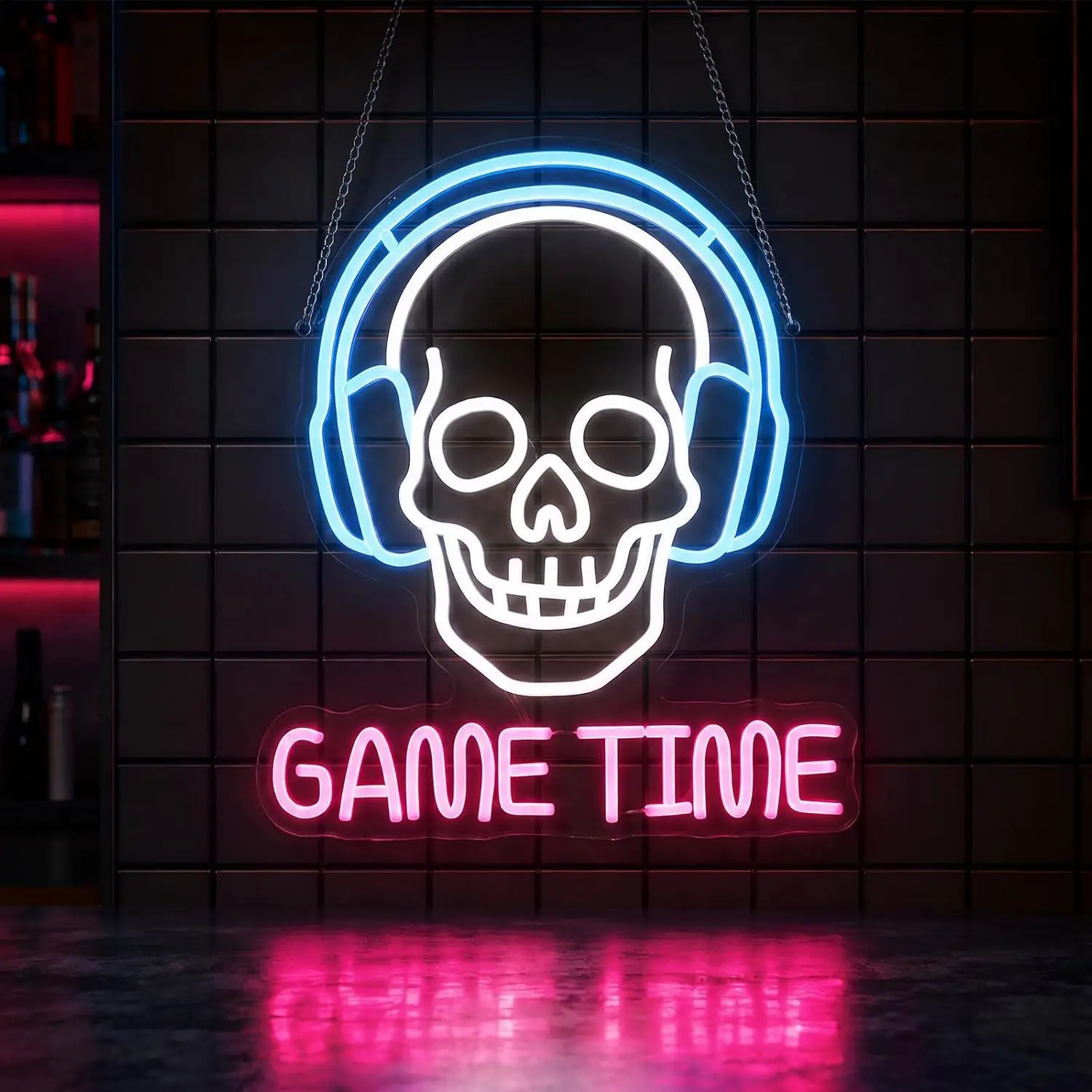 Game Time Neon Sign LED Light For Game Room Teen Playroom Boy Bedroom Gaming Zone Home Bar Party Backdrop Decor Night Light
