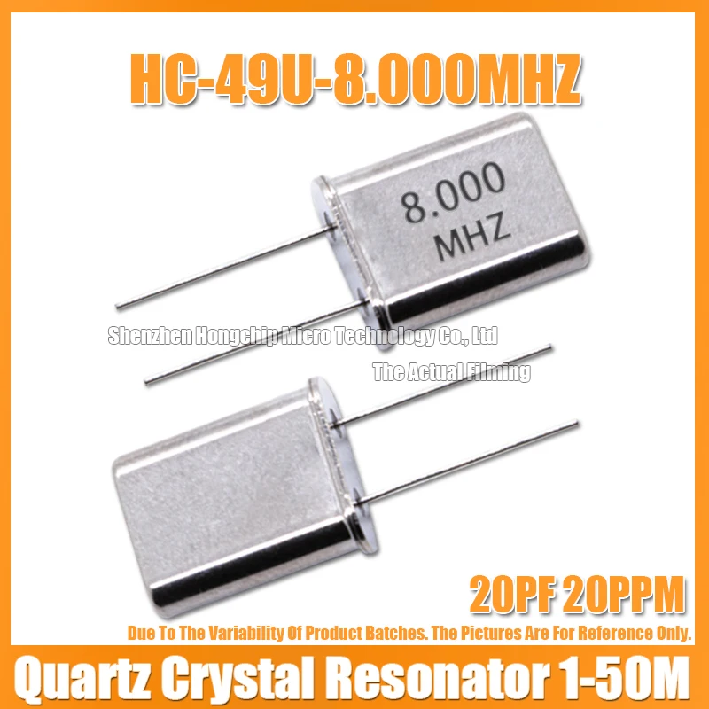 5PCS HC-49U 8M 8MHZ 8.000MHZ DIP-2 Quartz Passive Crystal Resonator 20PF 20PPM HC/49U 49U 2P 2PIN