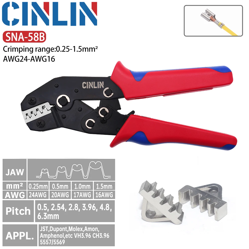 DuPont Terminals Crimp Pliers Interchangeable Dies Wire Crimper Crimping Tools Ratcheting SN-48B PH2.0 XH2.5 JST2.5 VH3.96