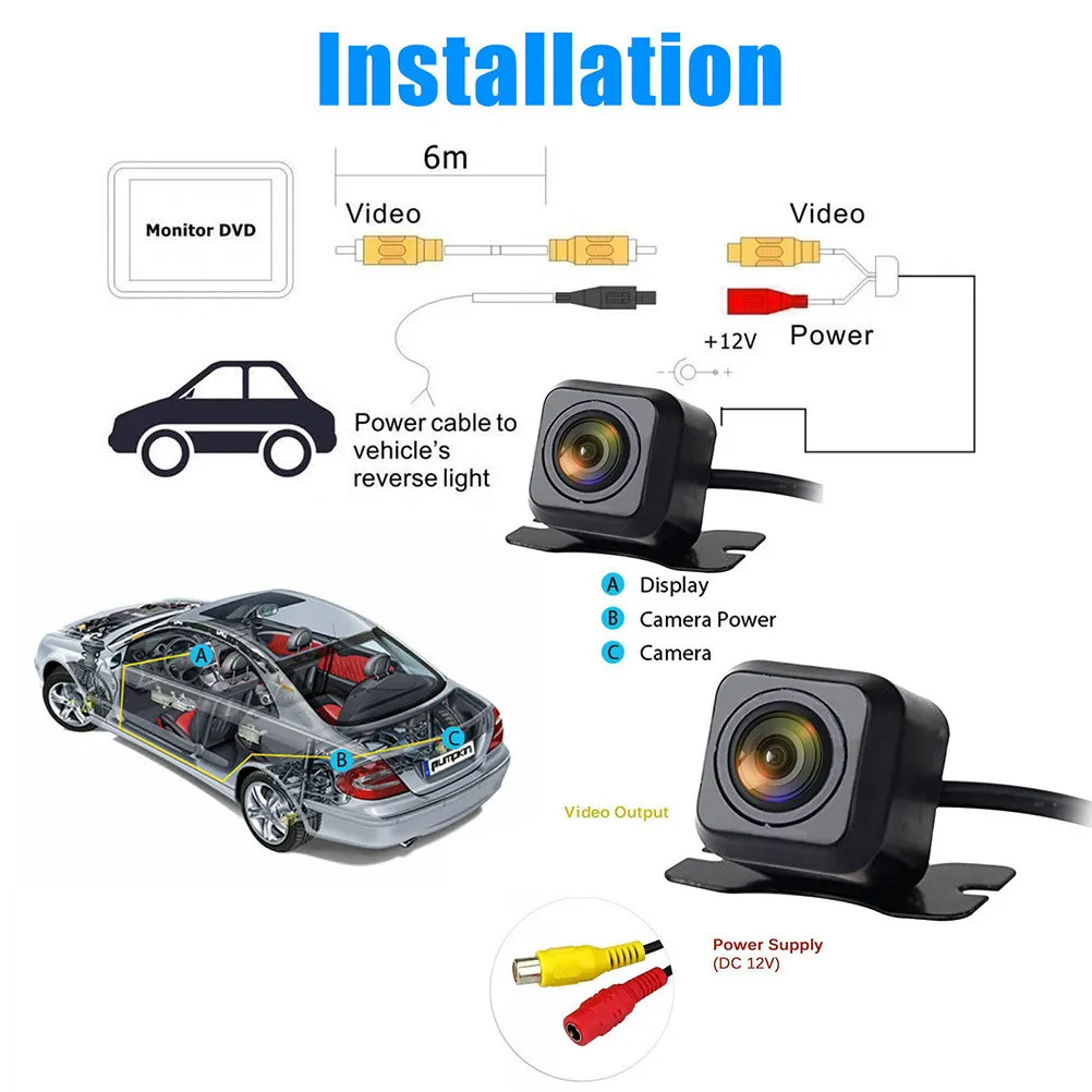 Universal Car Rear View Cmos Backup 170 Degrees Wide Angle Shockproof Anti-Jamming for Trailer Truck Vehicle Parking