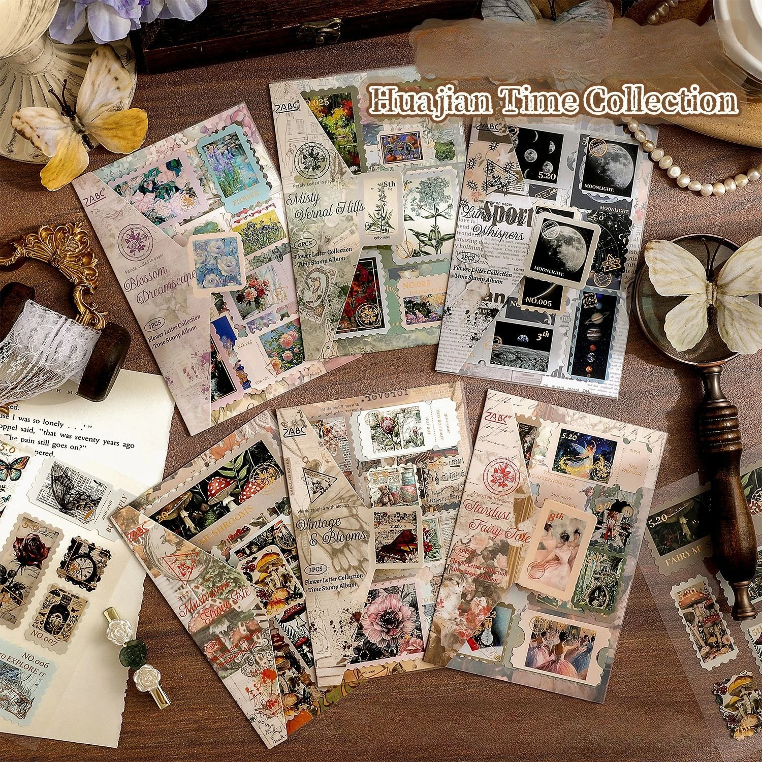 adesivo-vintage-de-paisagem-com-estampas-de-plantas-flores-cogumelos-e-lua-material-criativo-diy-para-diario-colagem-scrapbooking-e-papelaria