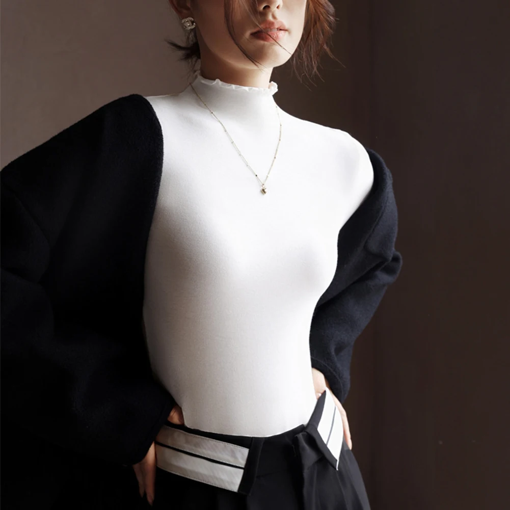 

Casual Outing Casual Top Long Sleeve Shirt High Neck Women Blouse Casual Wear Comfortable Style High Stretch Fabric