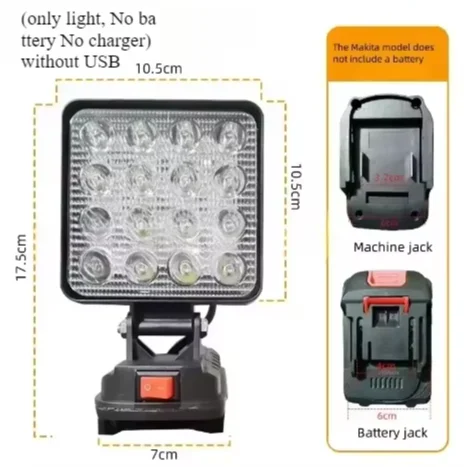 Lumière LED d'urgence pour batterie Makita 4 pouces projecteur Portable sans fil travail en plein air pêche outil portatif lumière pas de batterie pas d'usb