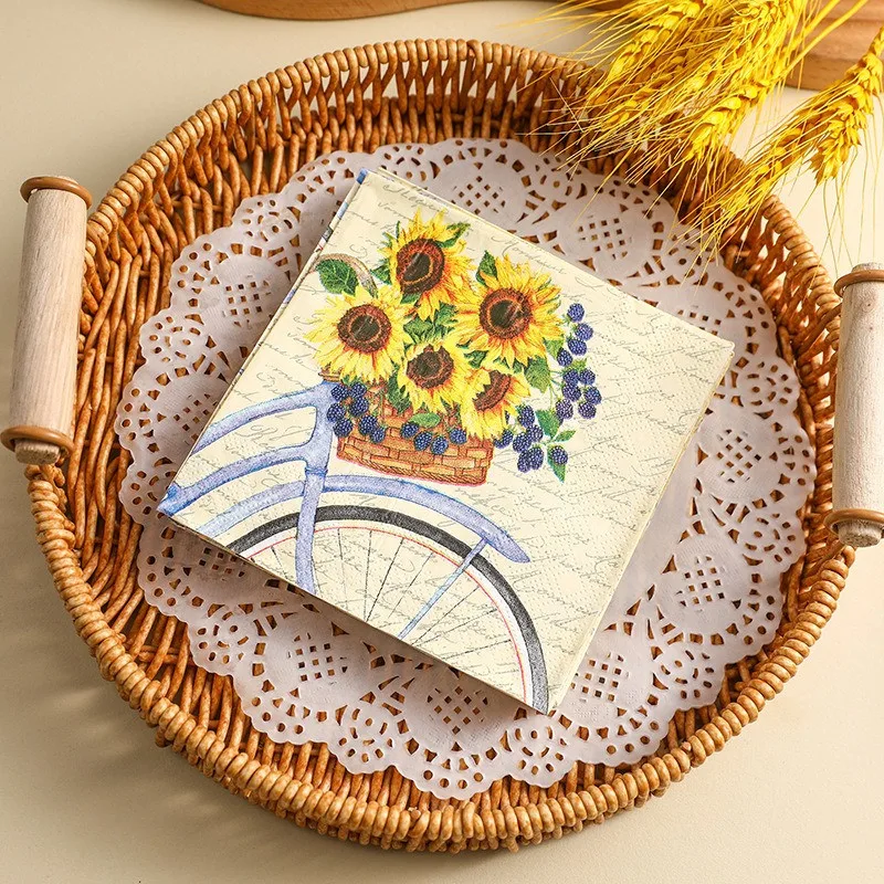 

20Pcs/pack Sunflower Printed Tissue Two Layer Handkerchief Party Decor Dinner Napkins Papers