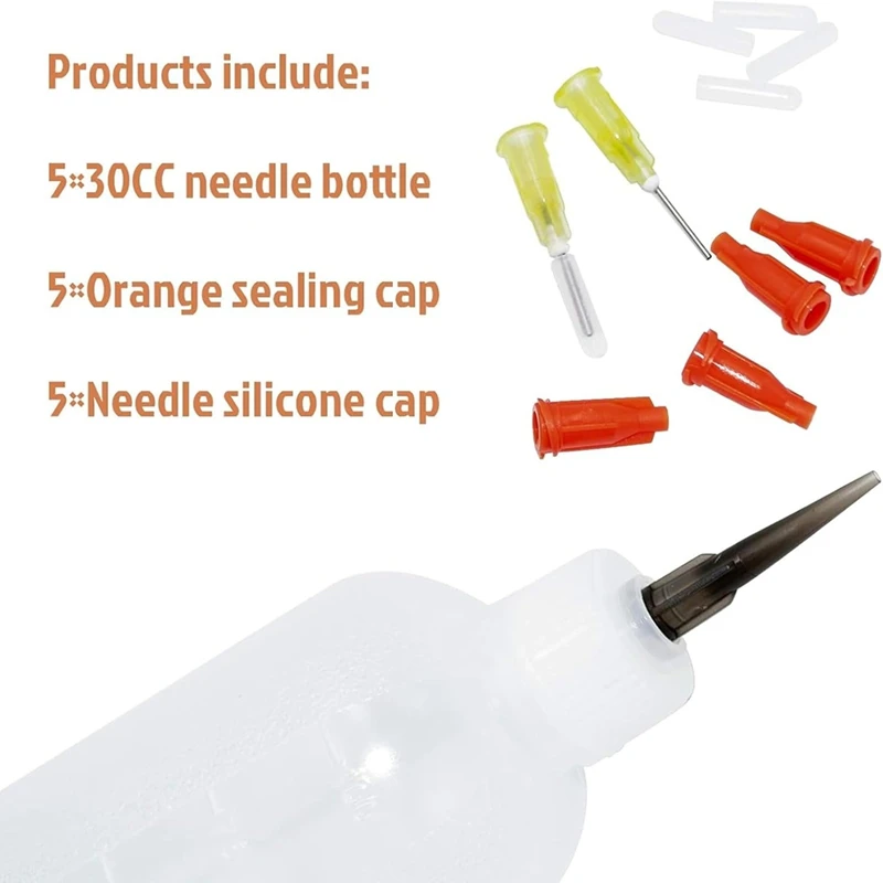 5 Pack 30Cc Needle Glue Squeeze Bottle, Precision Tip Applicator,Easy To Use