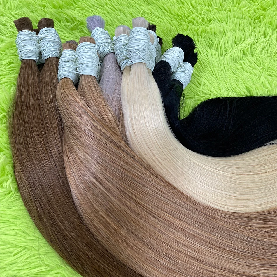 Colored Straight Human Hair Bulk for Braiding reference detail