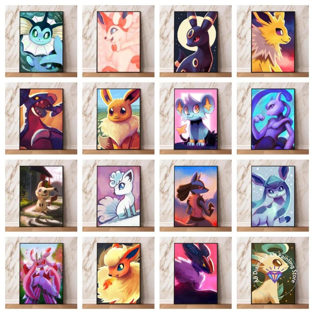 

Pokemon Eevee квадратный круглый набор для рисования алмазами 5D DIY вышивка крестиком ручной работы художественный подарок ремесла домашний декор детский подарок