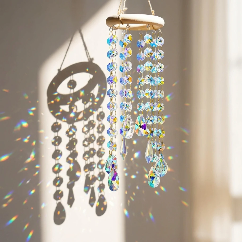Crystal Sun Catcher Bohemian Style Garden Hanging Ornament for Home Decor Rainbow Prism Window Prism Glass Art Gift