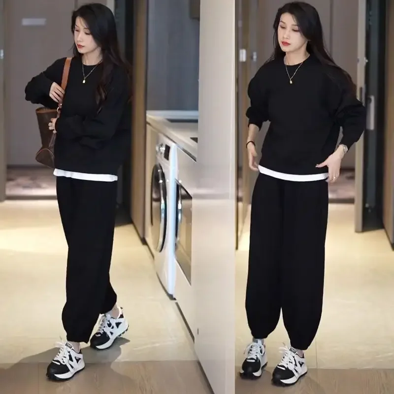 

Women's Casual Sweater Suit Spring and Autumn 2025 New Fashion Loose Pop Street Dance Cool Tops Pants 2 Two Piece Sets for Women